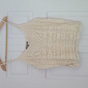 Anthropologie 'Blue Tassel' Cream Lace Camisole NWT